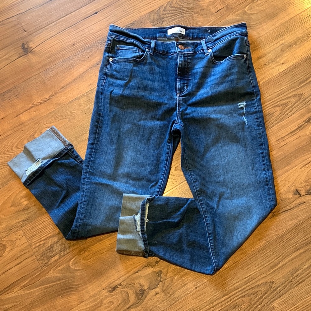 Ann Taylor Loft Lightly Distressed Cuffed Jeans Size 12